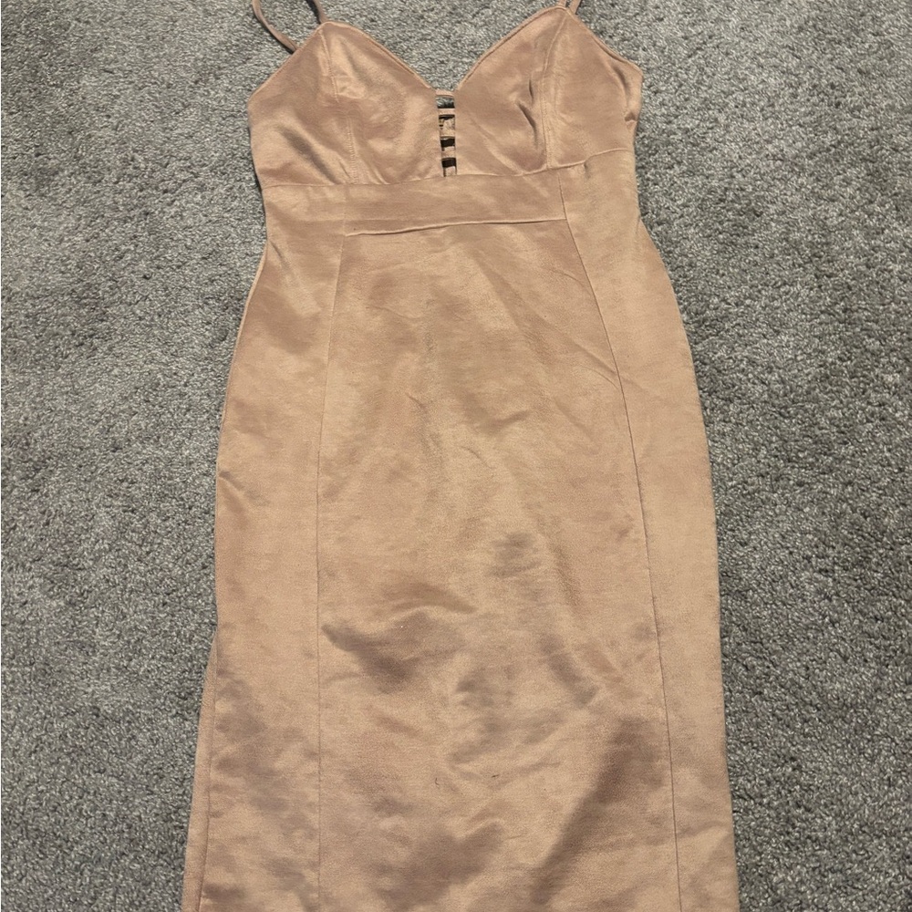 Haute Monde Strapless Tan Dress